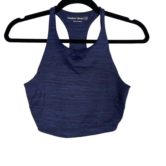 Outdoor Voices Womens Medium M Navy Blue Move Free Spacedye Racerback Sports Bra - Picture 1 of 8